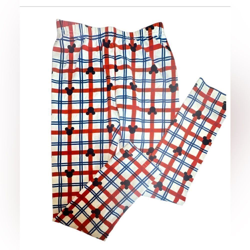 NWOT Disney Collection Hanna Andersson Mickey Mouse Plaid Leggings Girls Size 10